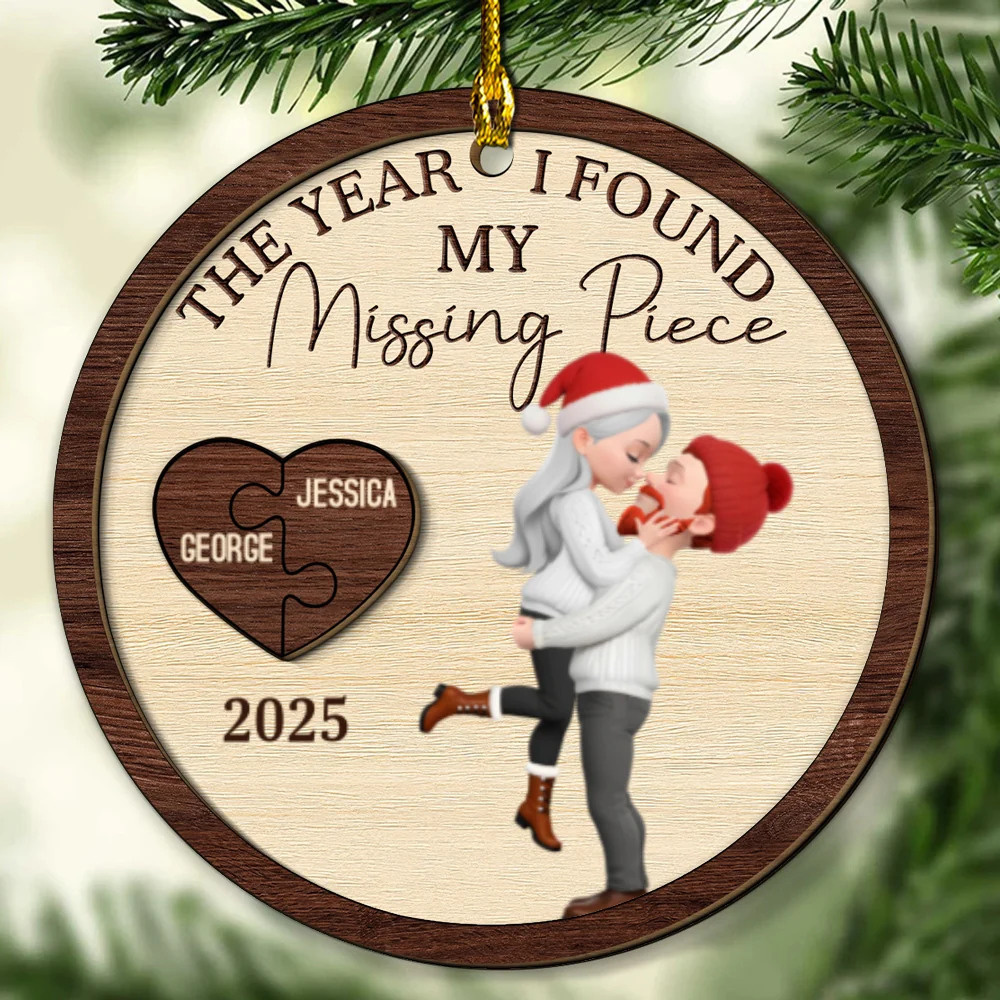 My Heart Found Its Match - Personalized Custom Freeshape 2-Layered Wood Ornament - Image 6