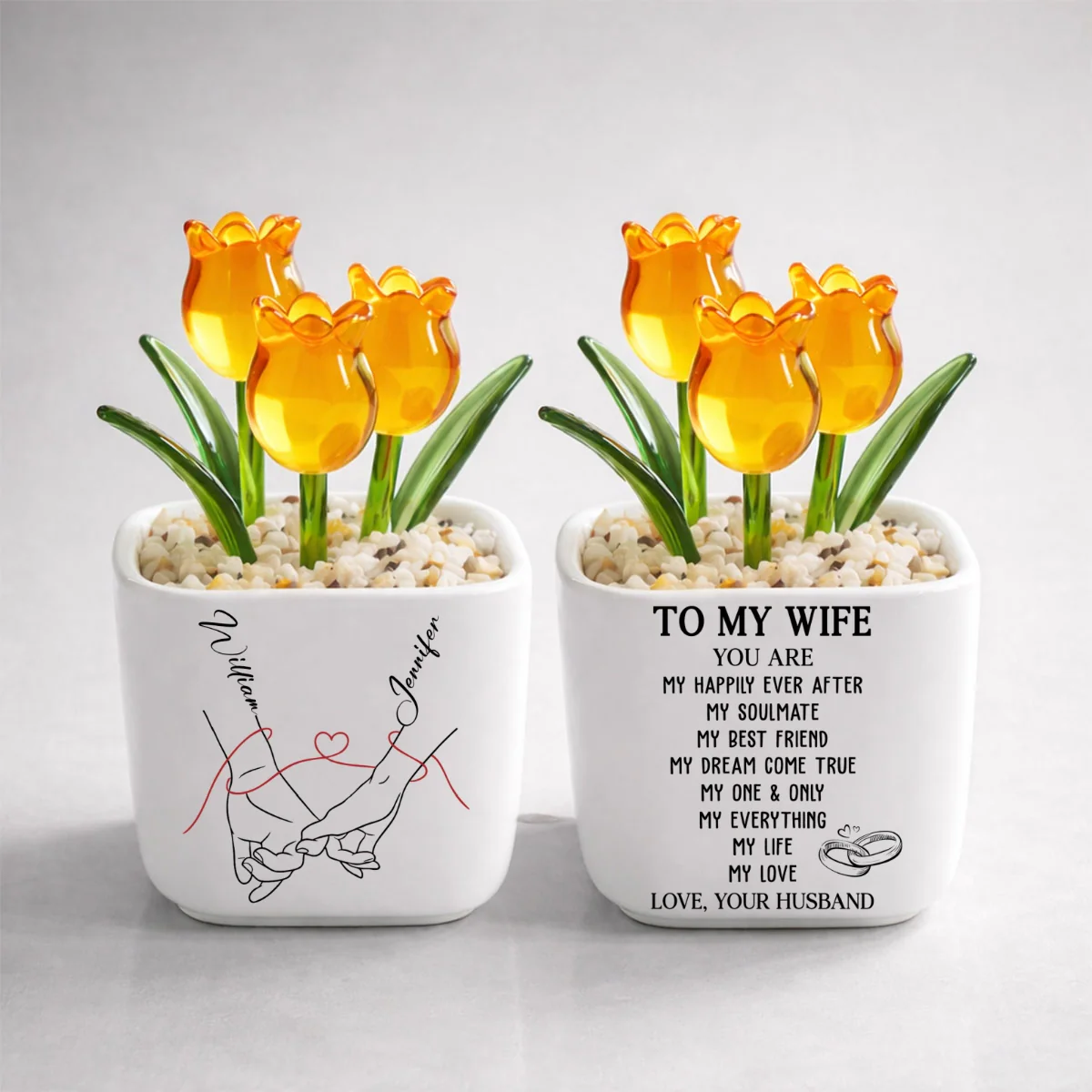 My Life My Love 2 - Personalized Custom Glass Everlasting Tulips - Image 10