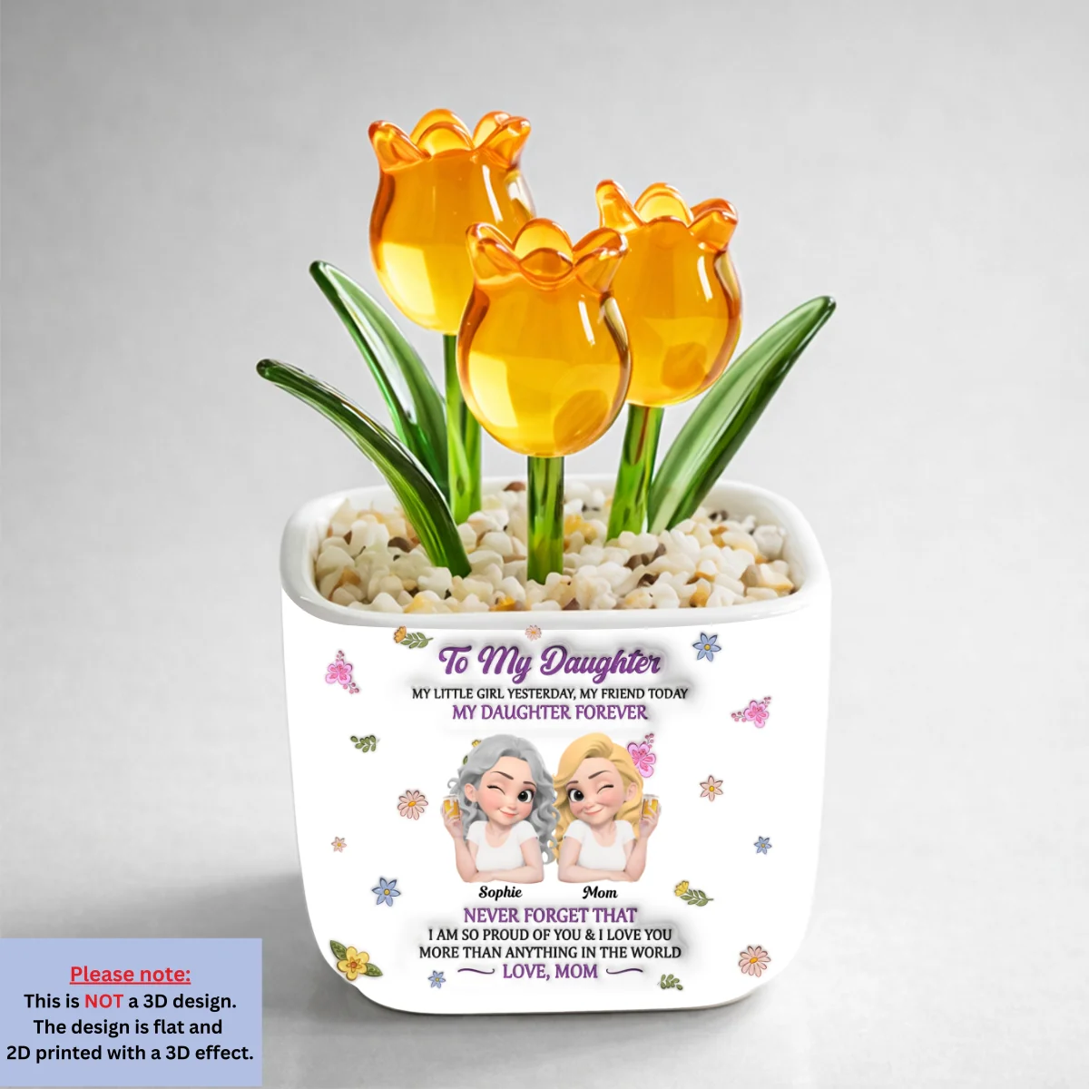My Little Girl My Daughter - Personalized Custom Glass Everlasting Tulips - Image 12