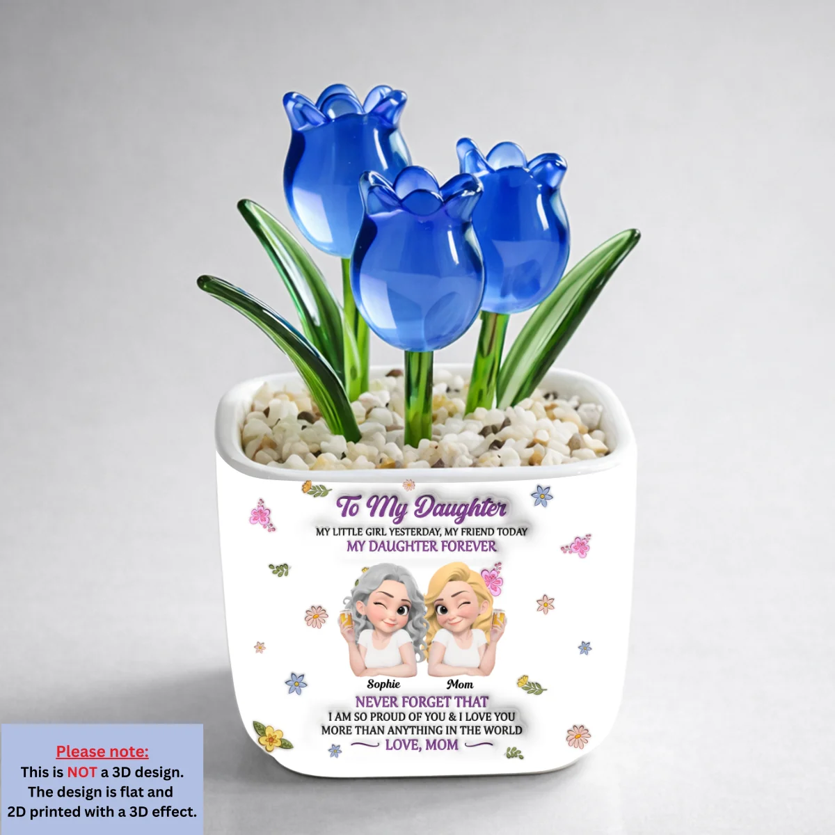My Little Girl My Daughter - Personalized Custom Glass Everlasting Tulips - Image 9