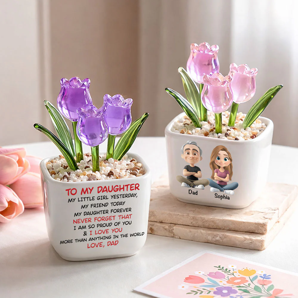 My Little Girl Yesterday - Personalized Custom Glass Everlasting Tulips