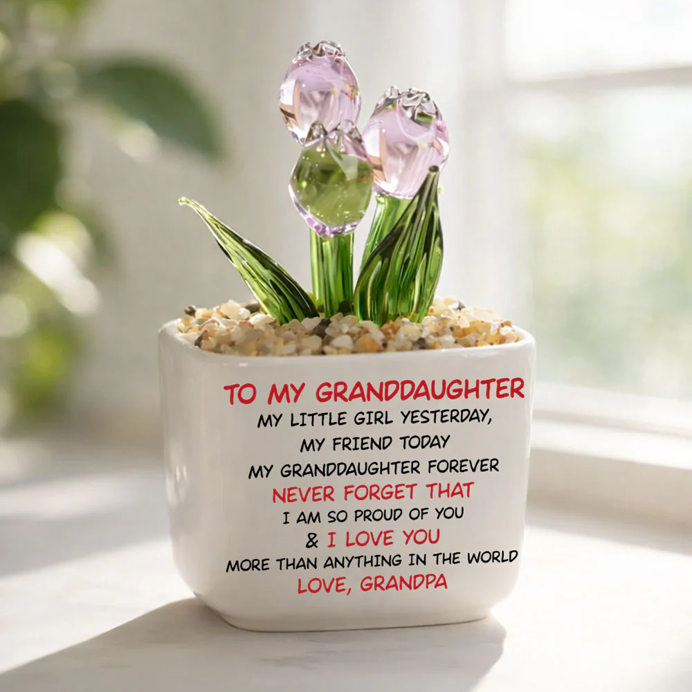 My Little Granddaughter Yesterday - Personalized Custom Glass Everlasting Tulips - Image 2
