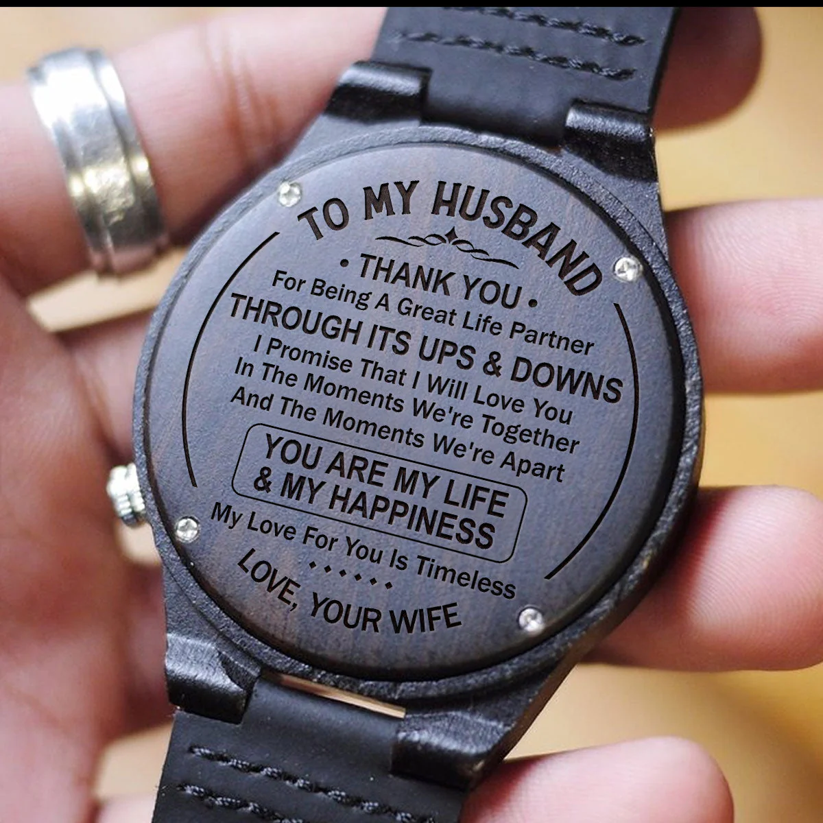 My Love For You Is Timeless - Personalized Custom Wood Watch - Image 2