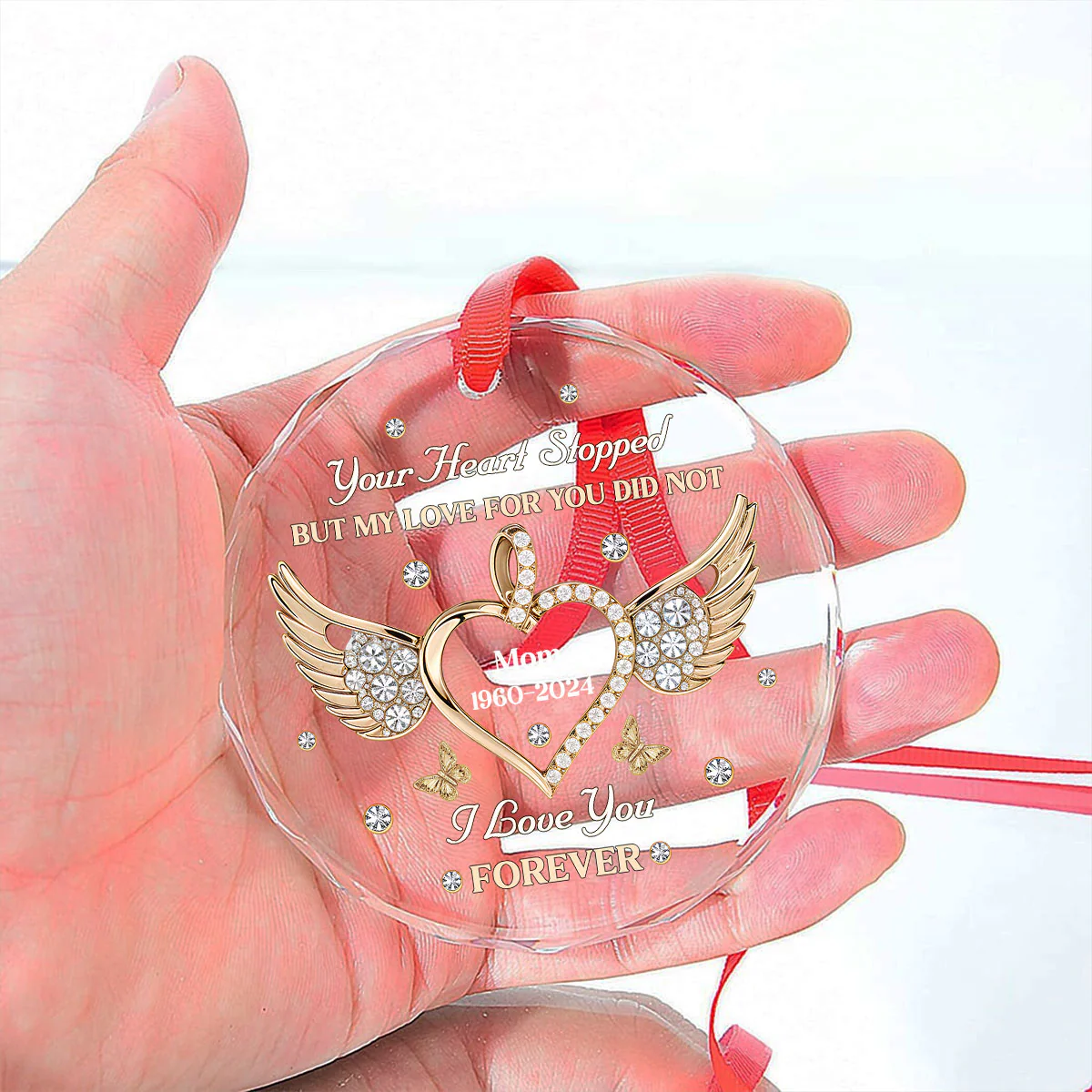 My Love For You Never Stops - Personalized Custom Glass Ornament - Image 6