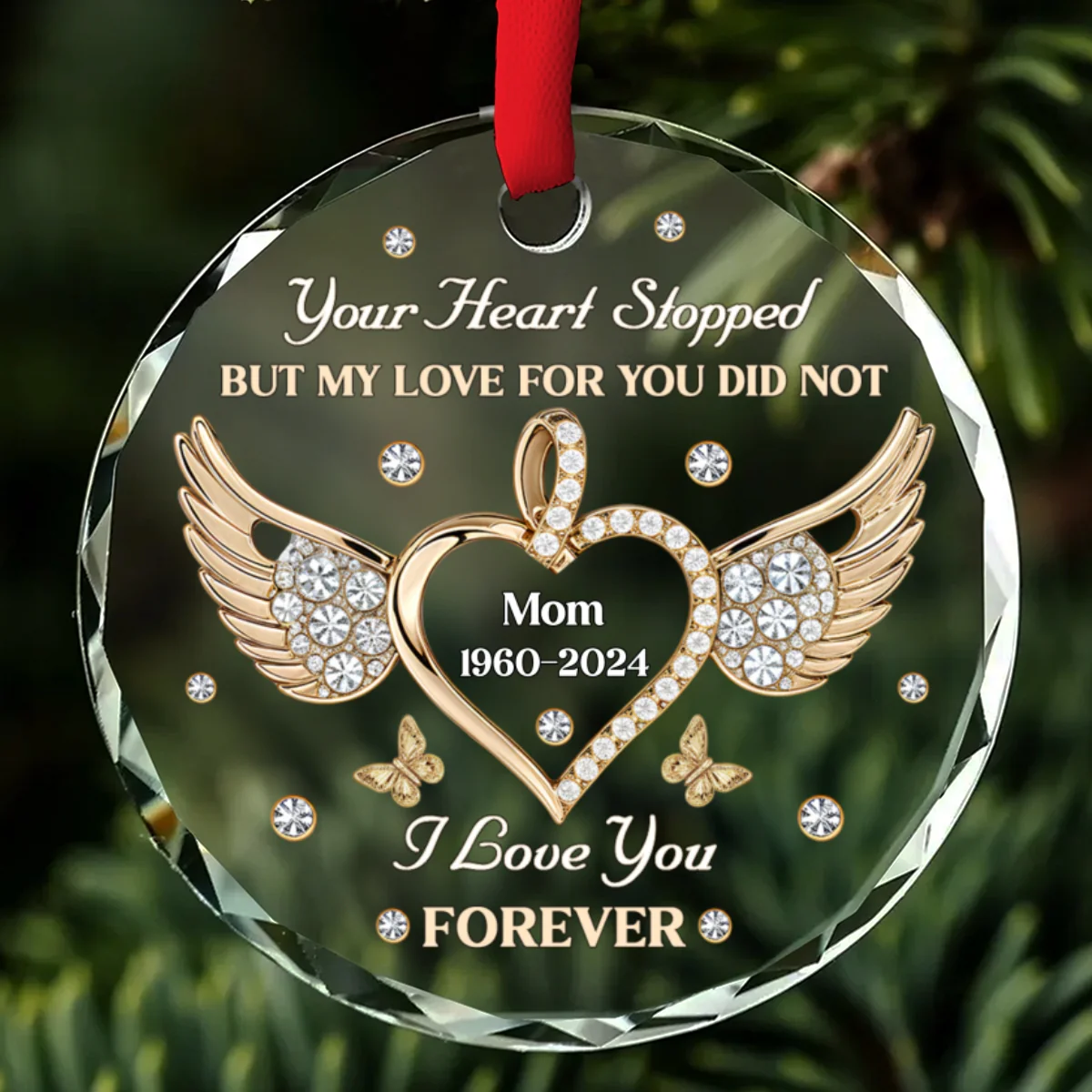 My Love For You Never Stops - Personalized Custom Glass Ornament - Image 7
