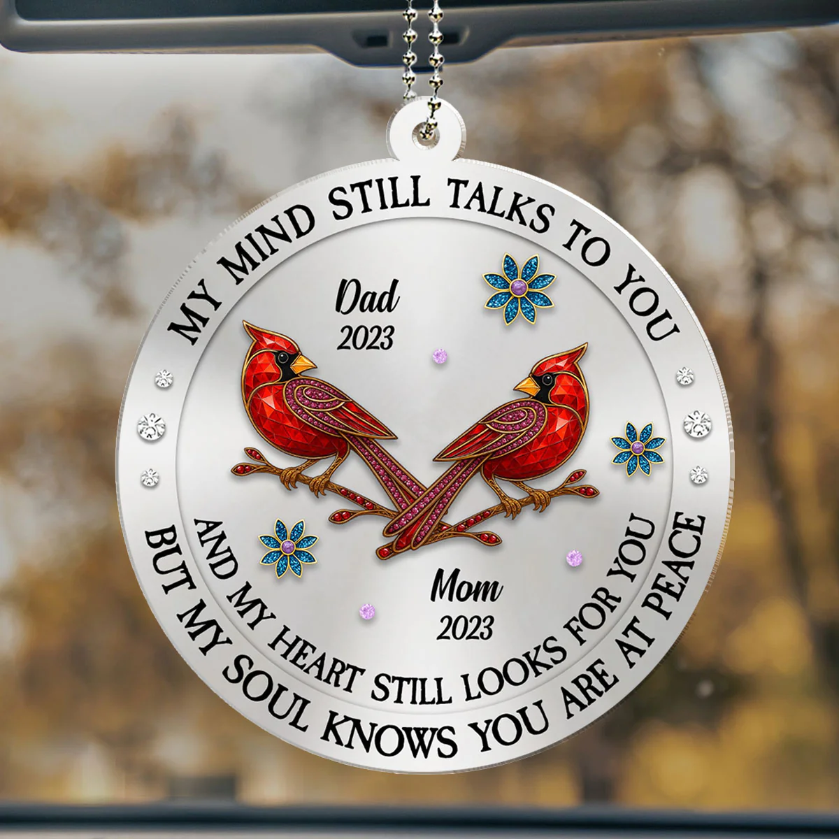 My Mind My Heart My Soul Memorial - Personalized Custom Car Ornament - Image 2