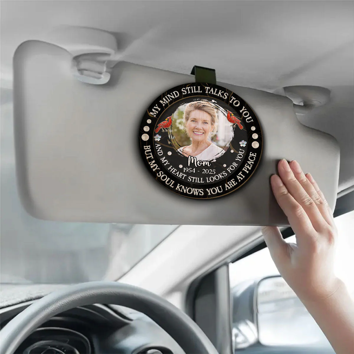 My Mind Still Talks To My Love - Personalized Custom Car Visor Clip - Image 3