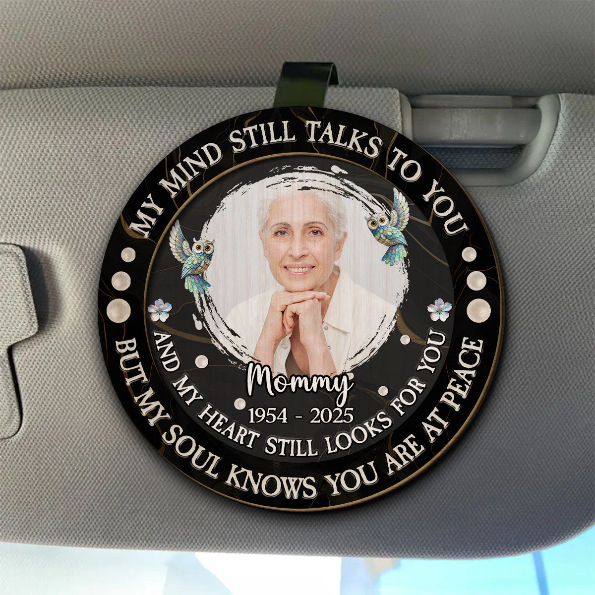 My Mind Still Talks To My Love - Personalized Custom Car Visor Clip - Image 4