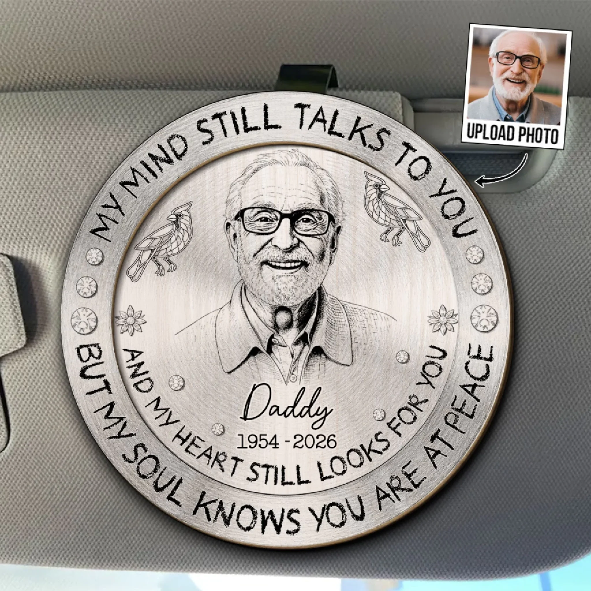 My Mind Still Talks To You Pencil Sketch - Personalized Custom Car Visor Clip