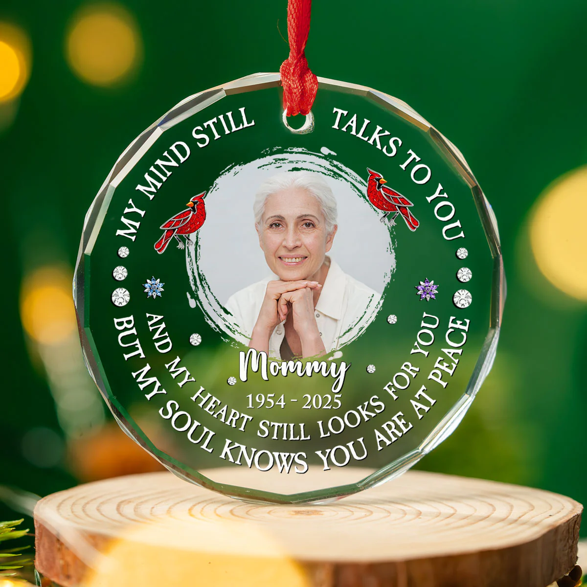 My Mind Still Talks To You - Personalized Custom Glass Ornament - Image 3