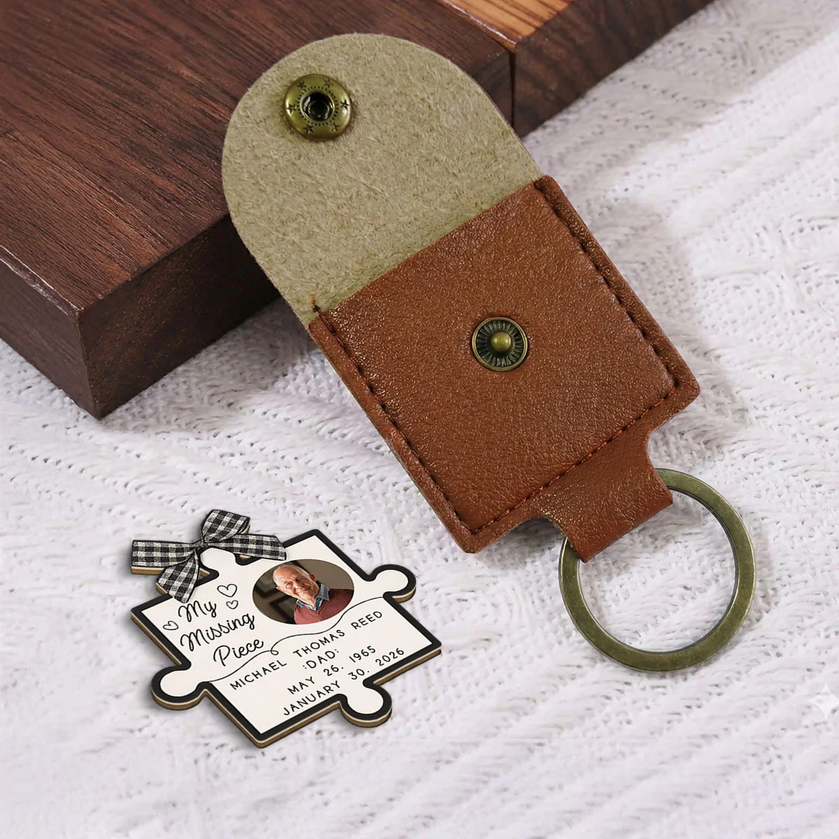 My Missing Piece In Heaven - Personalized Custom Wooden Pocket Hug - Image 2