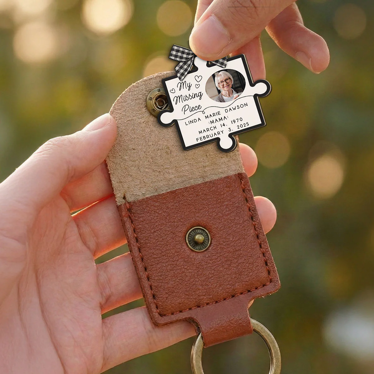 My Missing Piece In Heaven - Personalized Custom Wooden Pocket Hug - Image 3