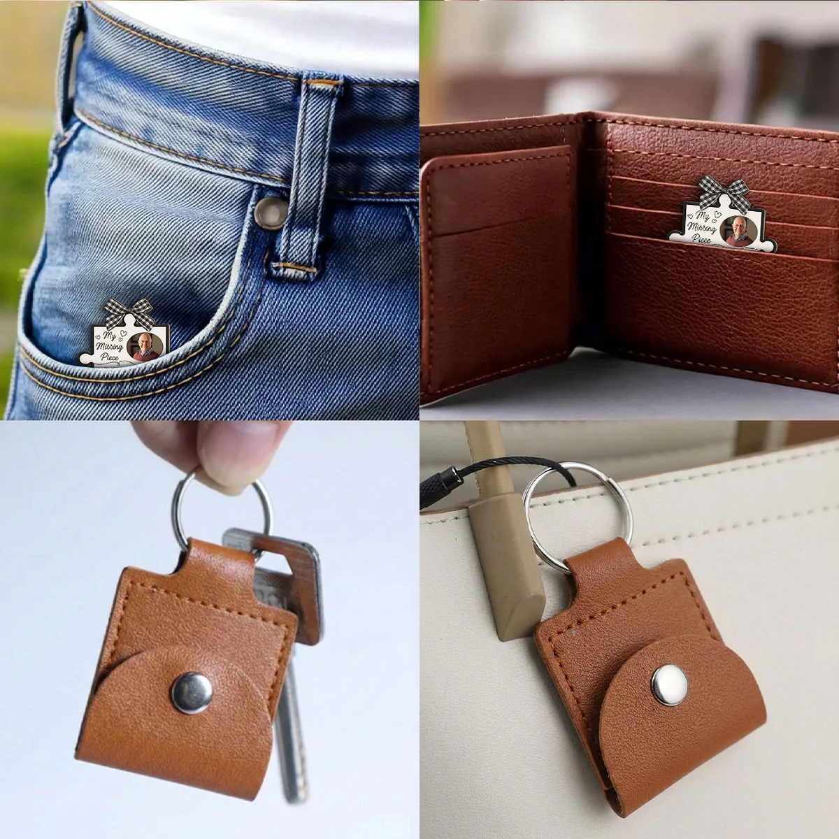My Missing Piece In Heaven - Personalized Custom Wooden Pocket Hug - Image 4