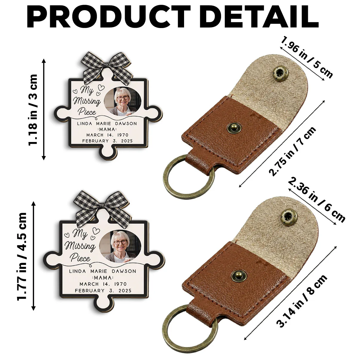 My Missing Piece In Heaven - Personalized Custom Wooden Pocket Hug - Image 5