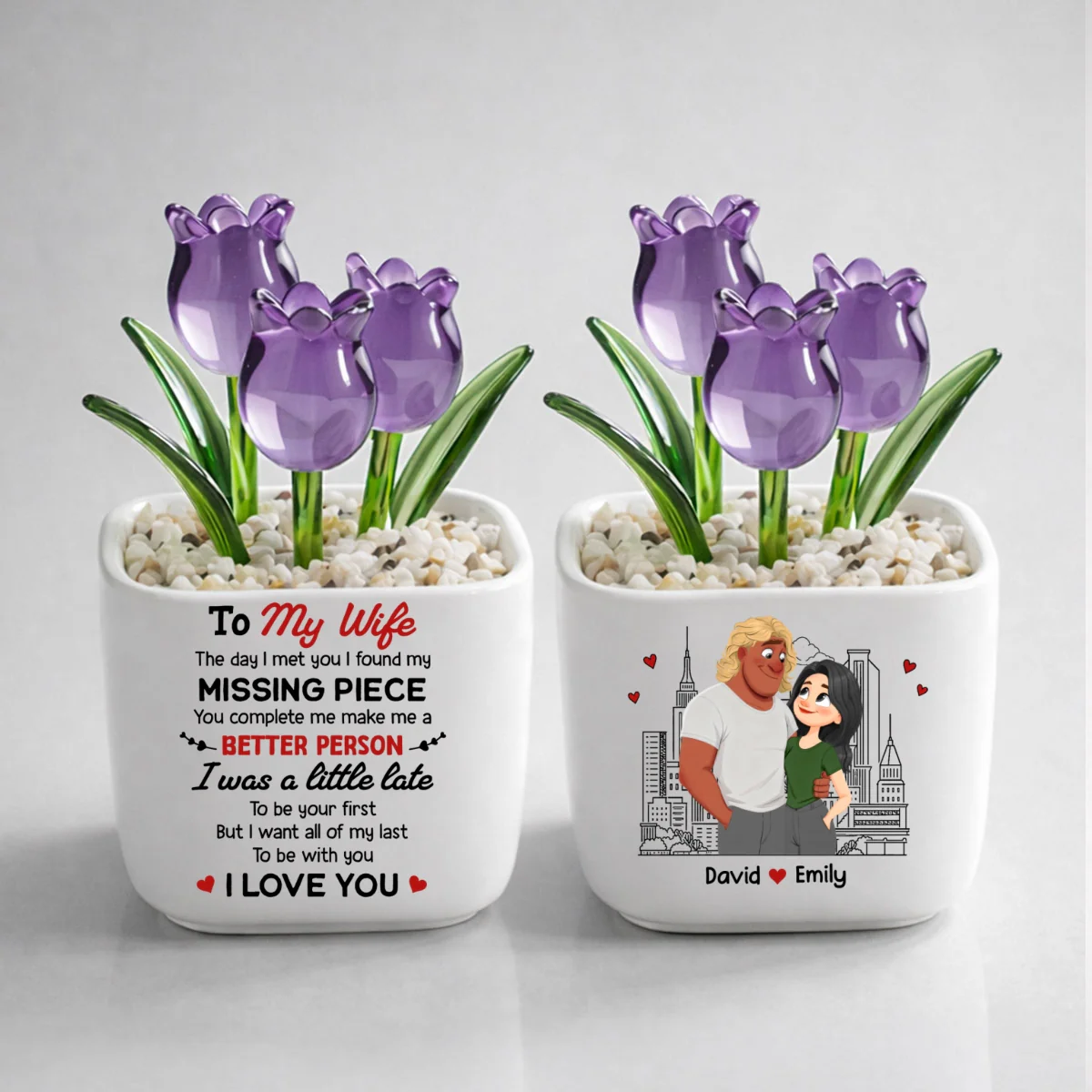 My Missing Piece - Personalized Custom Glass Everlasting Tulips - Image 9