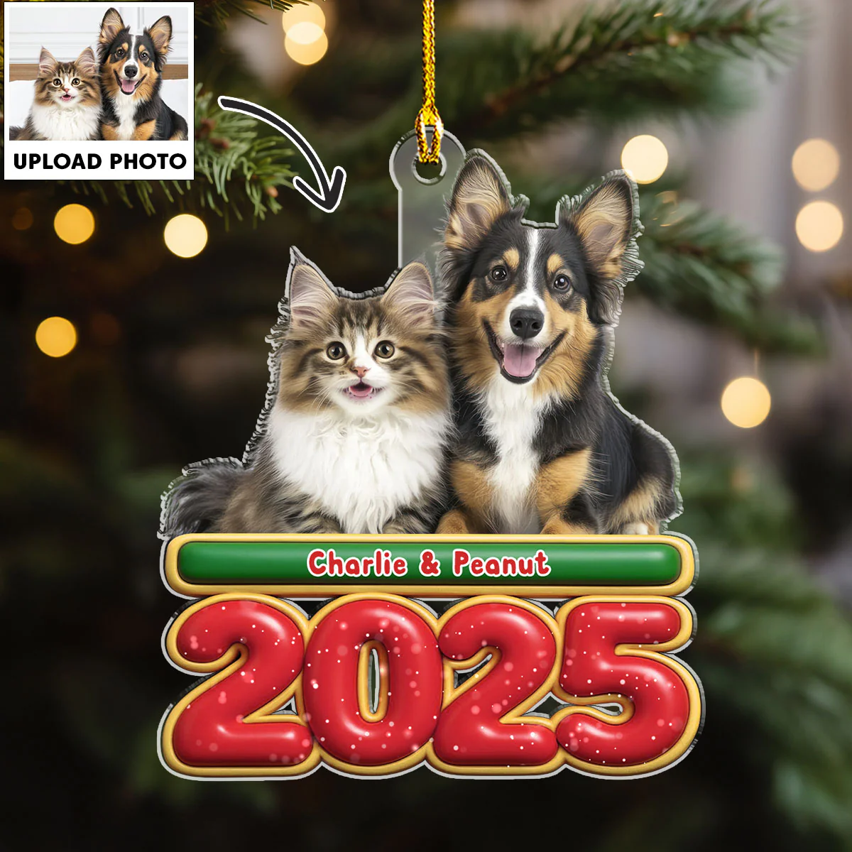 My Pet Is Here Photo - Personalized Custom Acrylic Ornament