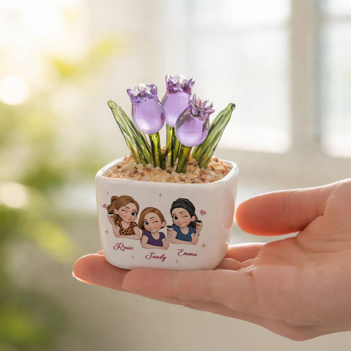 My Sister By Heart - Personalized Custom Glass Everlasting Tulips - Image 6