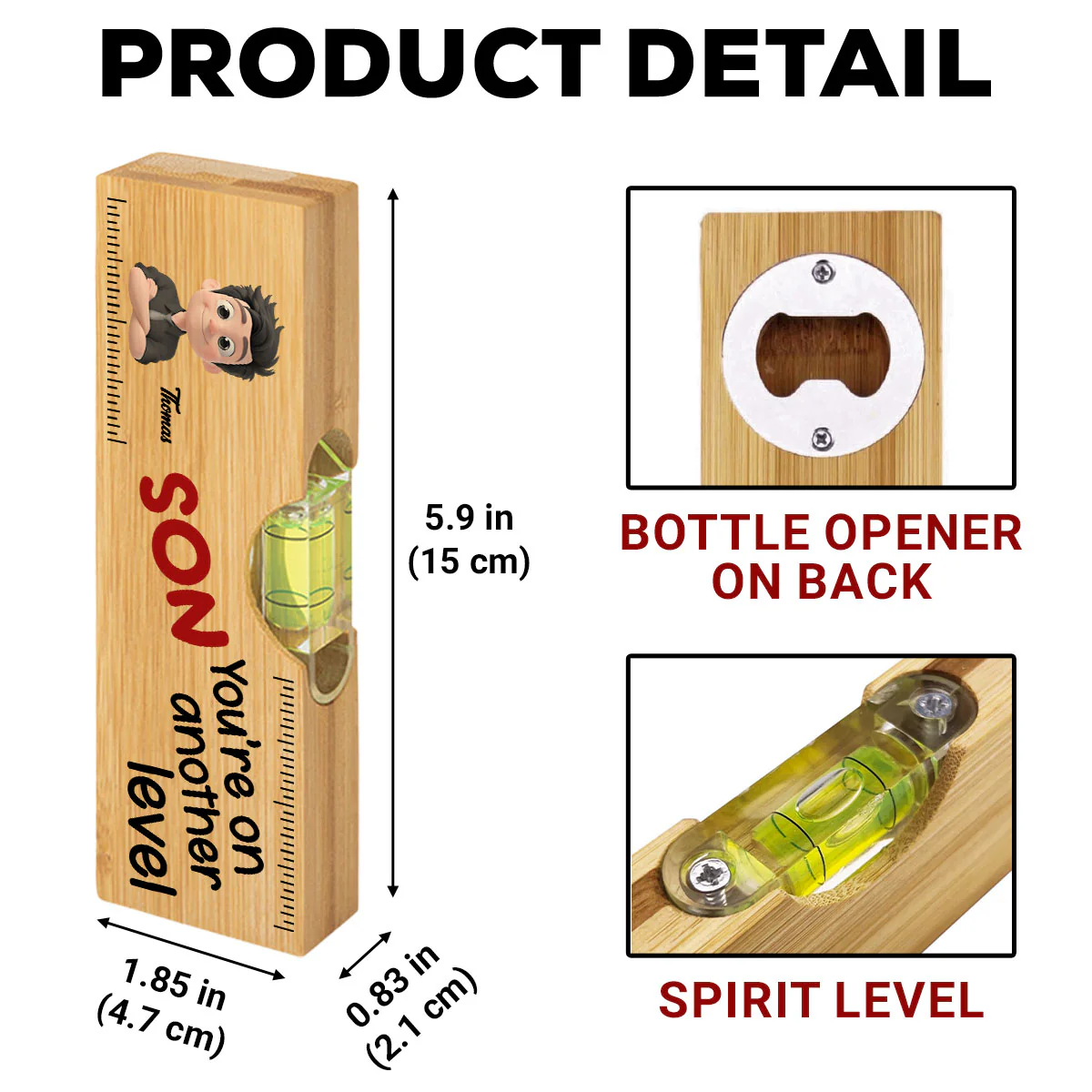My Son Are On Another Level - Personalized Custom Wooden Spirit Level Bottle Opener - Image 5
