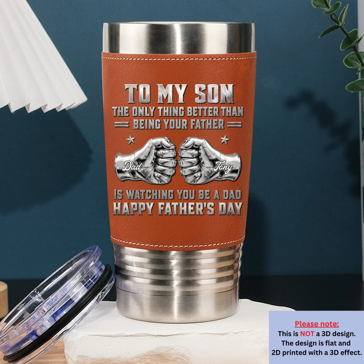 My Son Be A Dad 2 - Personalized Custom Leather Tumbler - Image 5