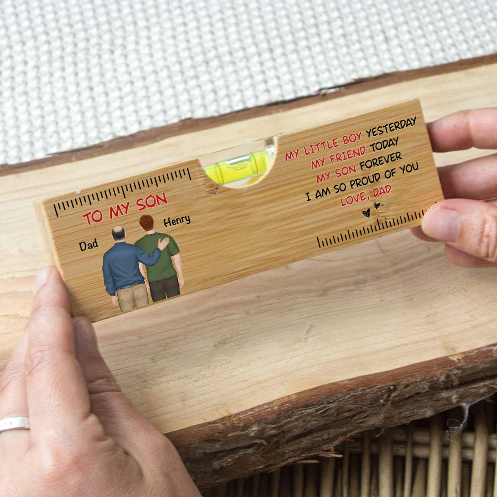 My Son Forever - Personalized Custom Wooden Spirit Level Bottle Opener - Image 2