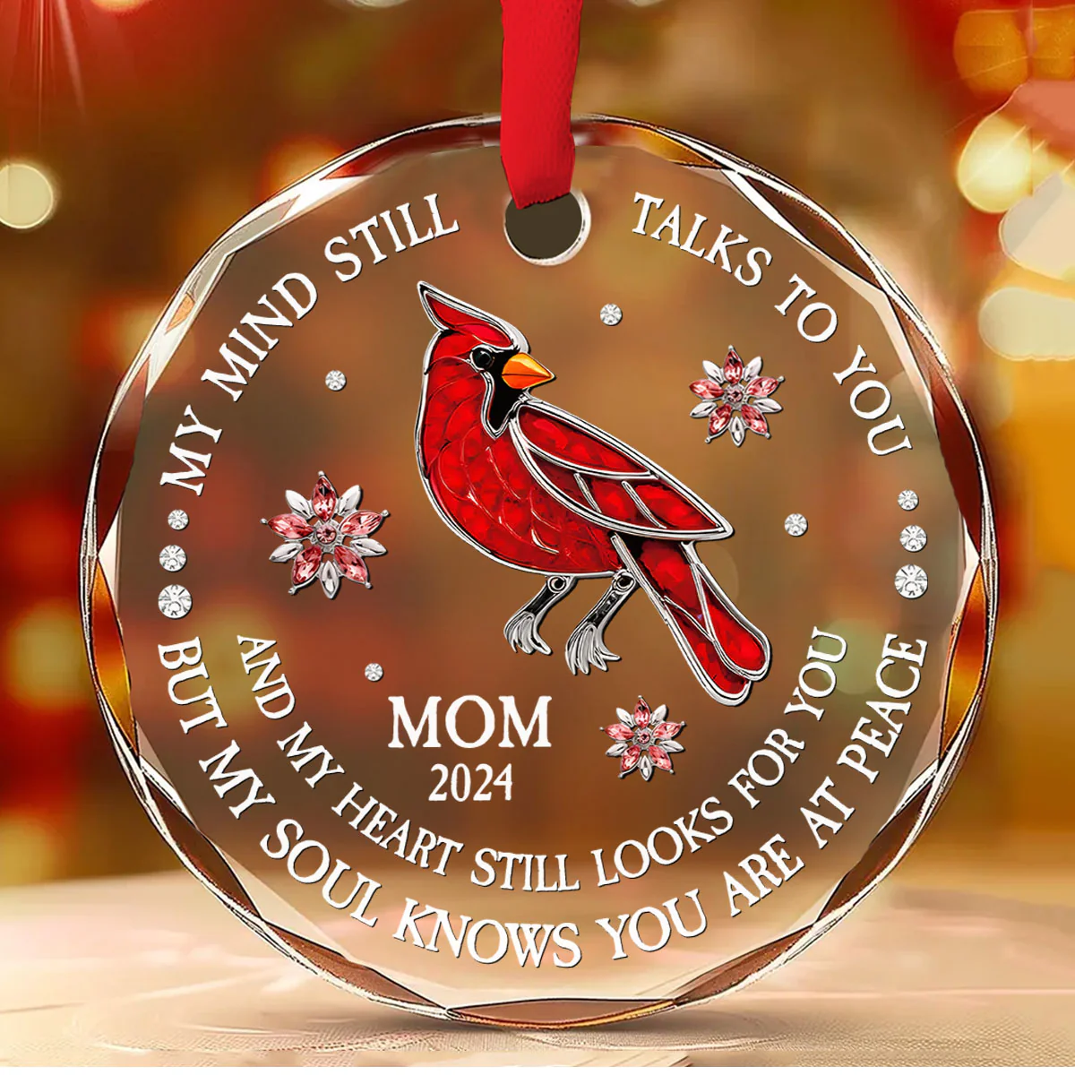 My Soul Knows You Are At Peace - Personalized Custom Glass Ornament - Image 2