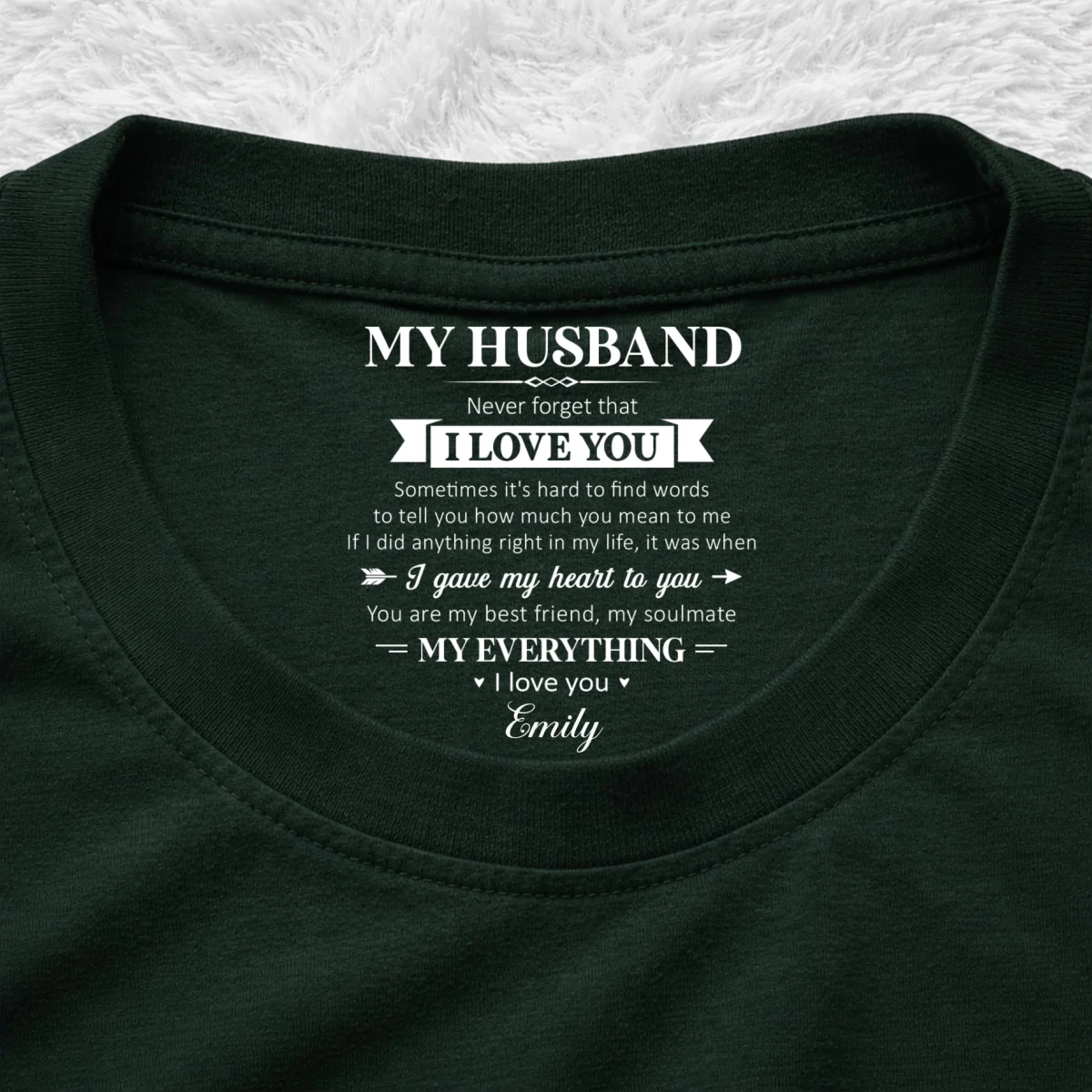 My Soulmate And My Everything - Personalized Custom Inside Neck Print T-Shirt - Image 9