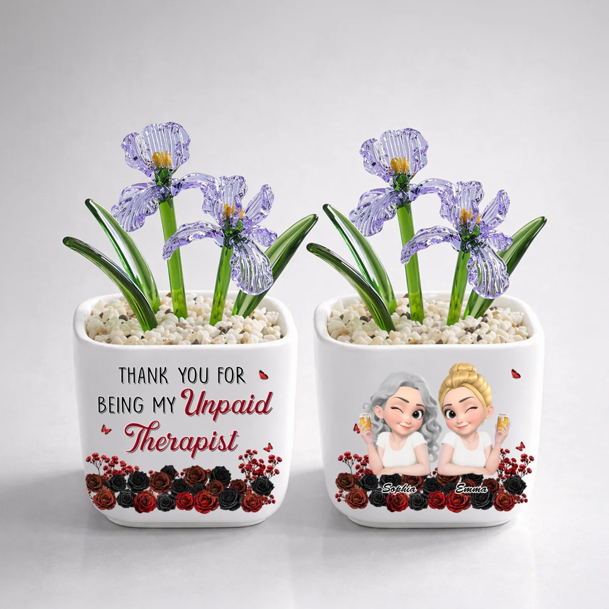 My Unpaid Therapist Bestie - Personalized Custom Glass Birth Month Flower - Image 10