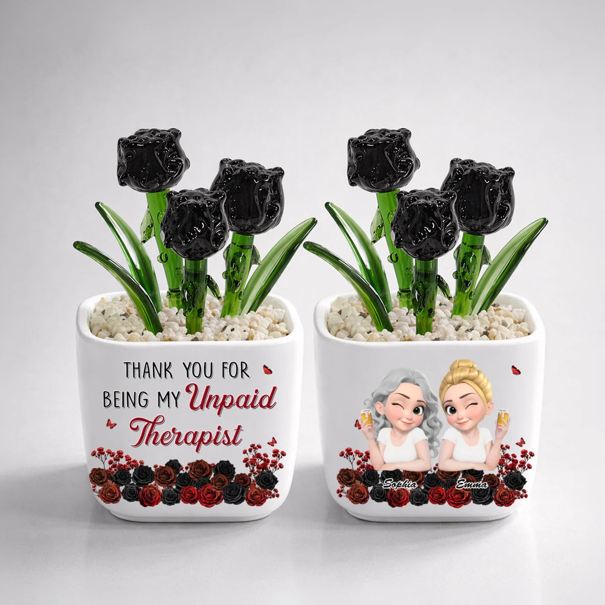 My Unpaid Therapist Bestie - Personalized Custom Glass Birth Month Flower - Image 14
