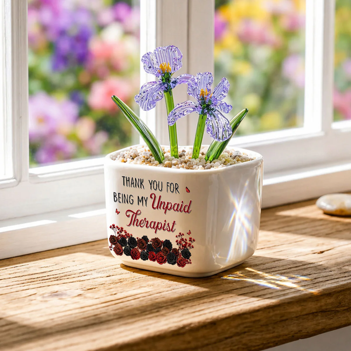 My Unpaid Therapist Bestie - Personalized Custom Glass Birth Month Flower - Image 2
