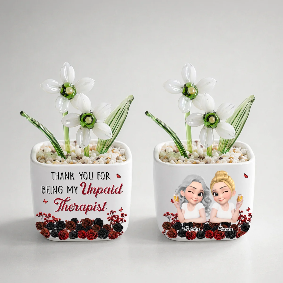 My Unpaid Therapist Bestie - Personalized Custom Glass Birth Month Flower - Image 20