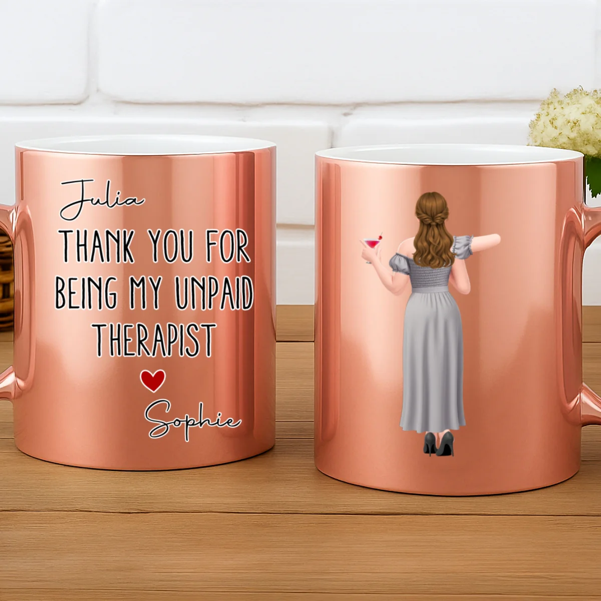 My Unpaid Therapist Gift For Coworkers Friends Sisters - Personalized Custom Metallic Mug - Image 8
