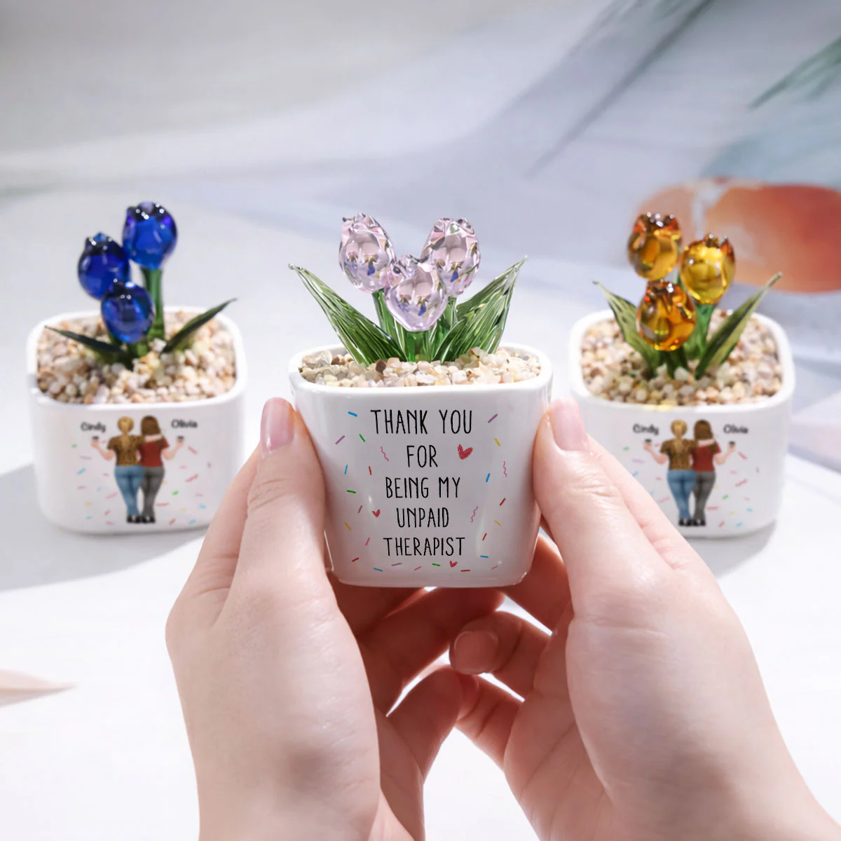 My Unpaid Therapist - Personalized Custom Glass Everlasting Tulips - Image 4