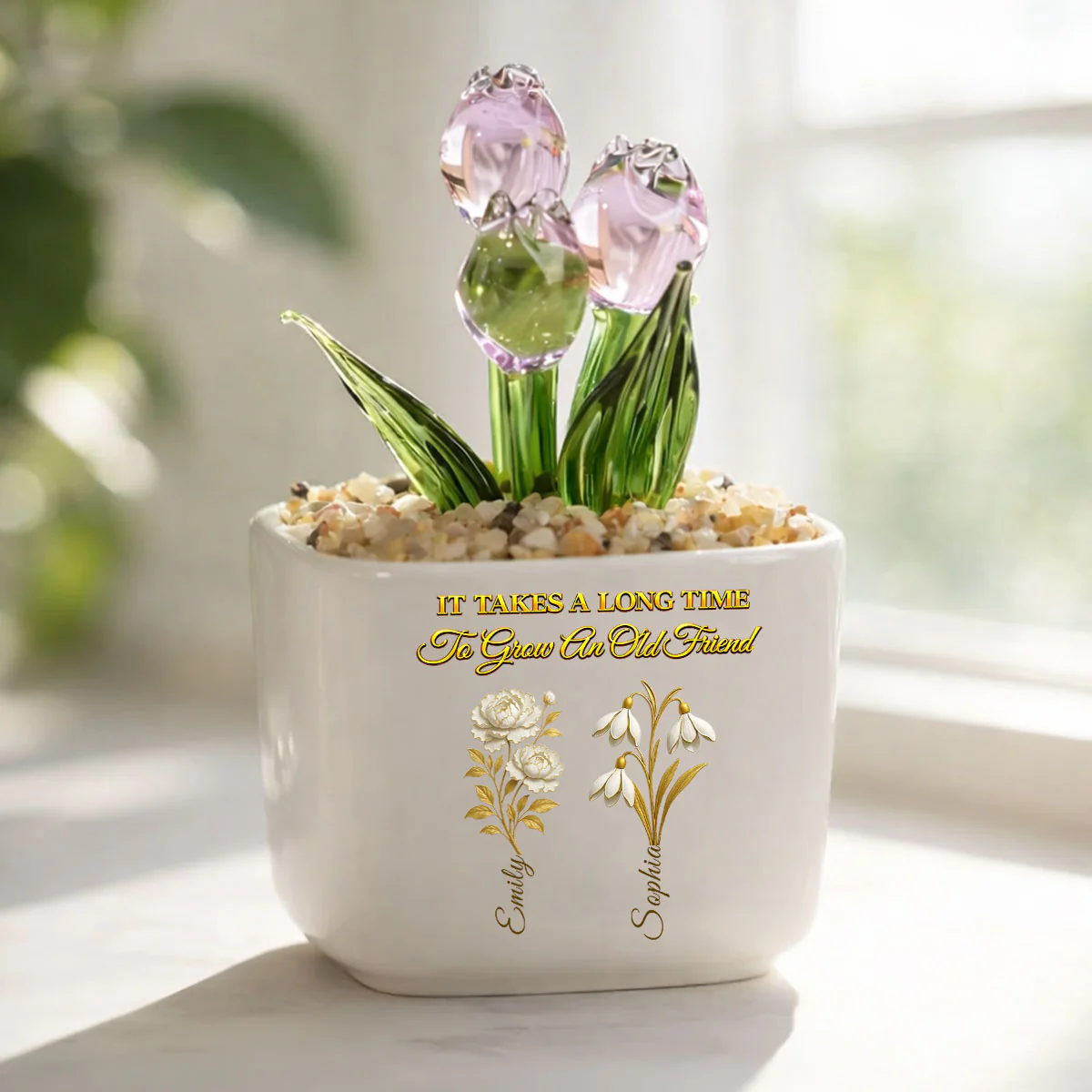 My Vintage Friend - Personalized Custom Glass Everlasting Tulips - Image 2