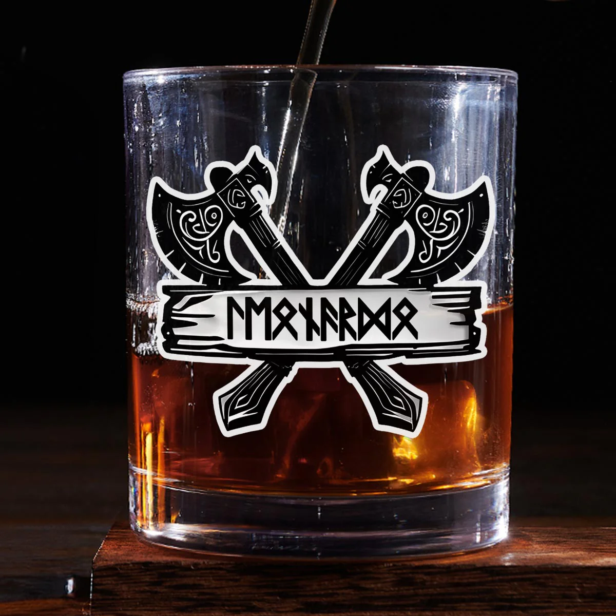 Name In Viking Runes - Personalized Custom Whiskey Glass