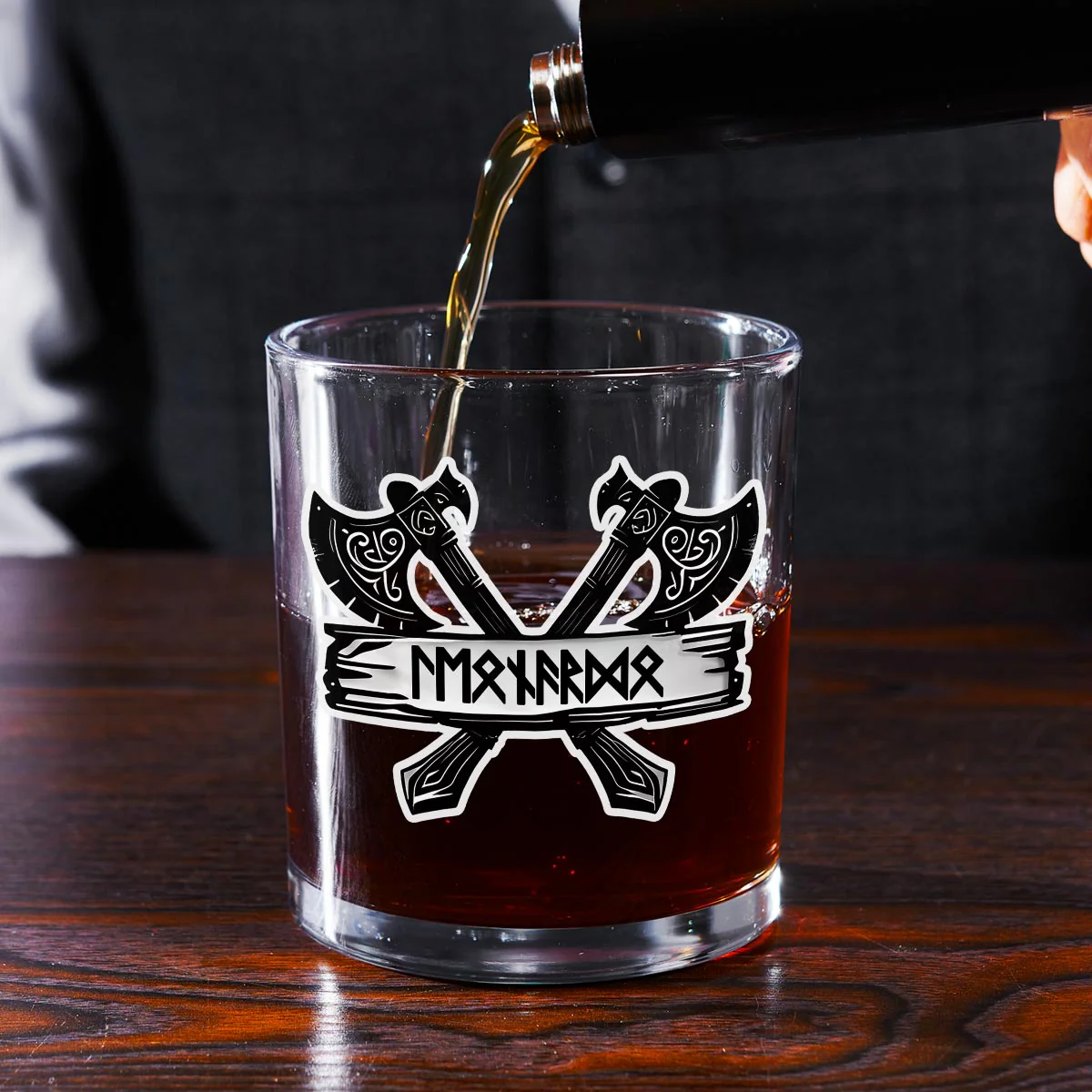 Name In Viking Runes - Personalized Custom Whiskey Glass - Image 2