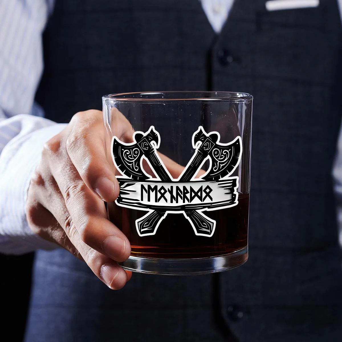Name In Viking Runes - Personalized Custom Whiskey Glass - Image 4
