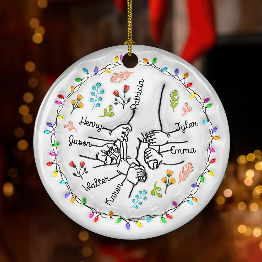 Nana Hold Our Hands - Personalized Custom 3D Inflated Effect Ceramic Ornament - Image 5