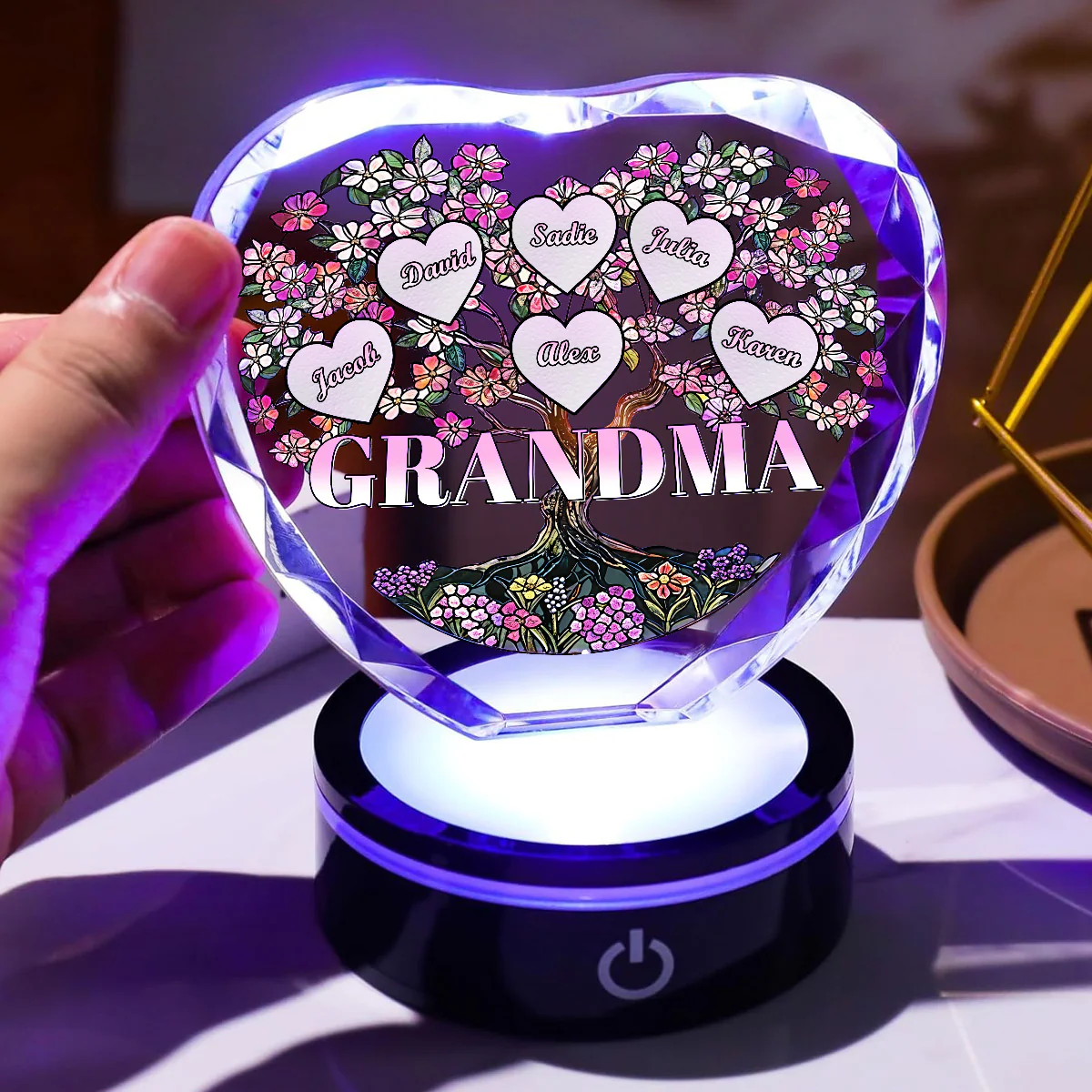 Nana Is The Best - Personalized Custom Crystal Led Light - Image 4
