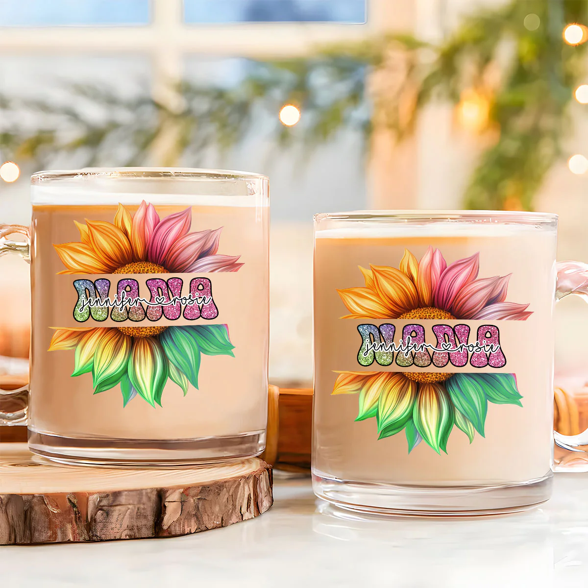 Nana We Always Love You - Personalized Custom Glass Mug - Image 2