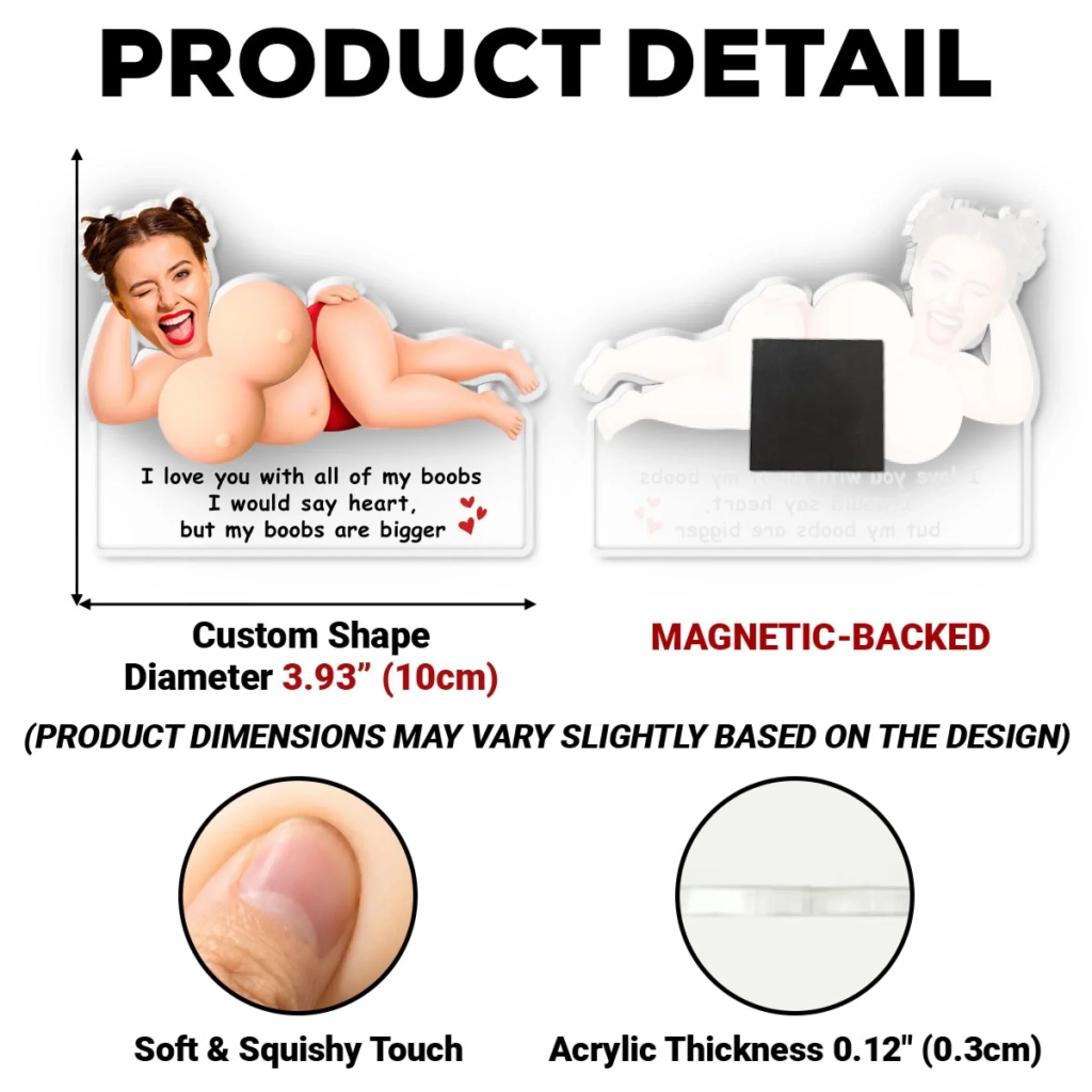 Naughty And Nice - Personalized Custom Squishy Acrylic Fridge Magnet - Image 2