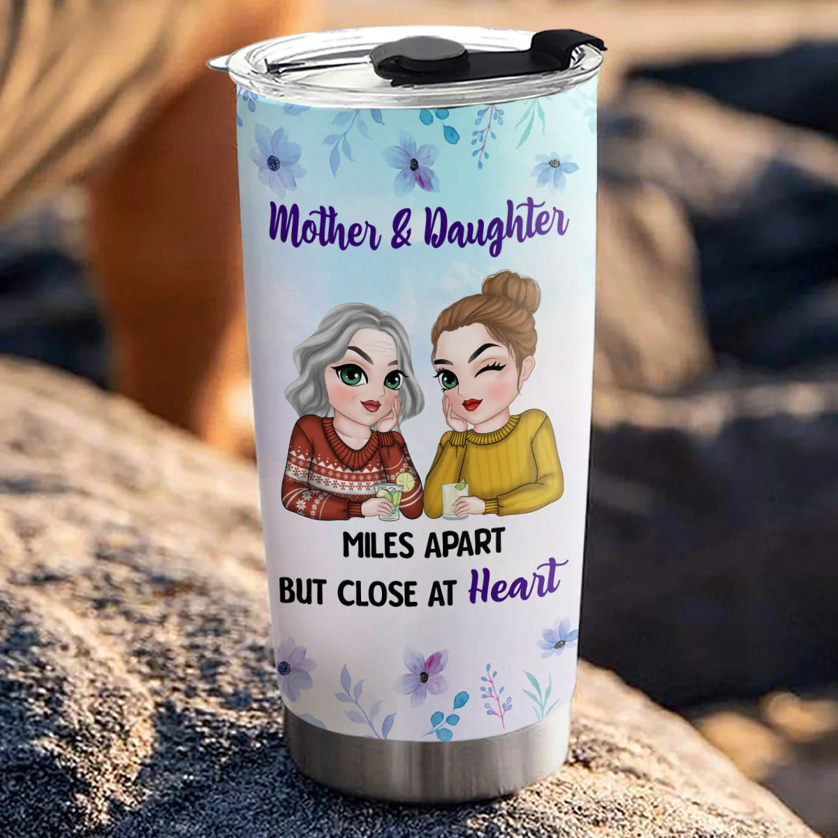 Never Apart Mom And Daughter - Personalized Custom Tumbler - Image 3