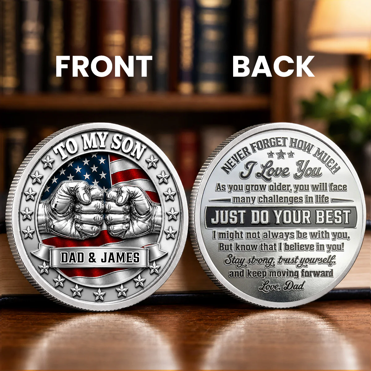 Never Forget I Love You - Personalized Custom Commemorative Keepsake Coin - Image 4