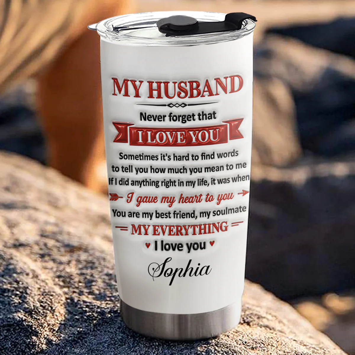 Never Forget That I Love You - Personalized Custom 3D Inflated Effect Tumbler - Image 3