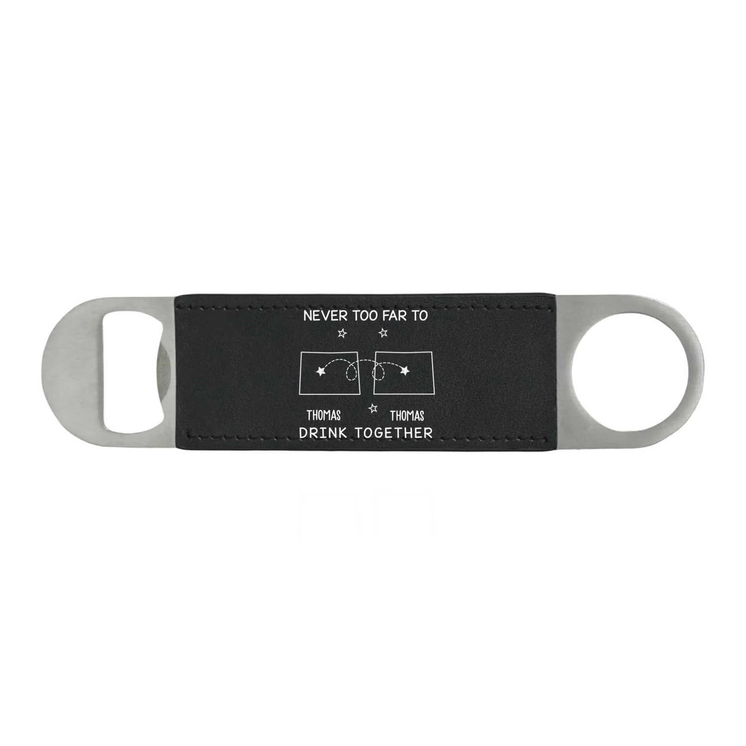 Never Too Far To Drink Together - Personalized Custom Leather Bottle Opener - Image 7
