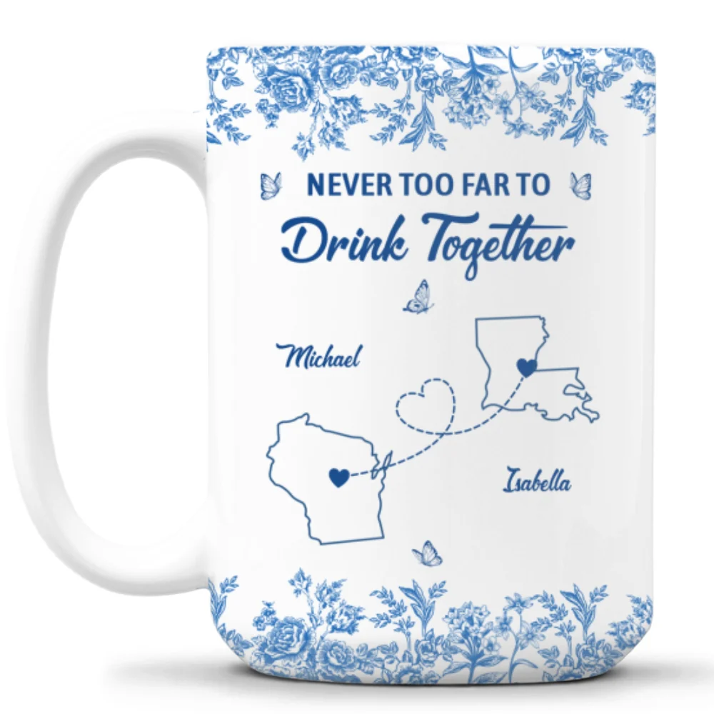 Never Too Far Toile Version - Personalized Custom Coffee Mug - Image 8