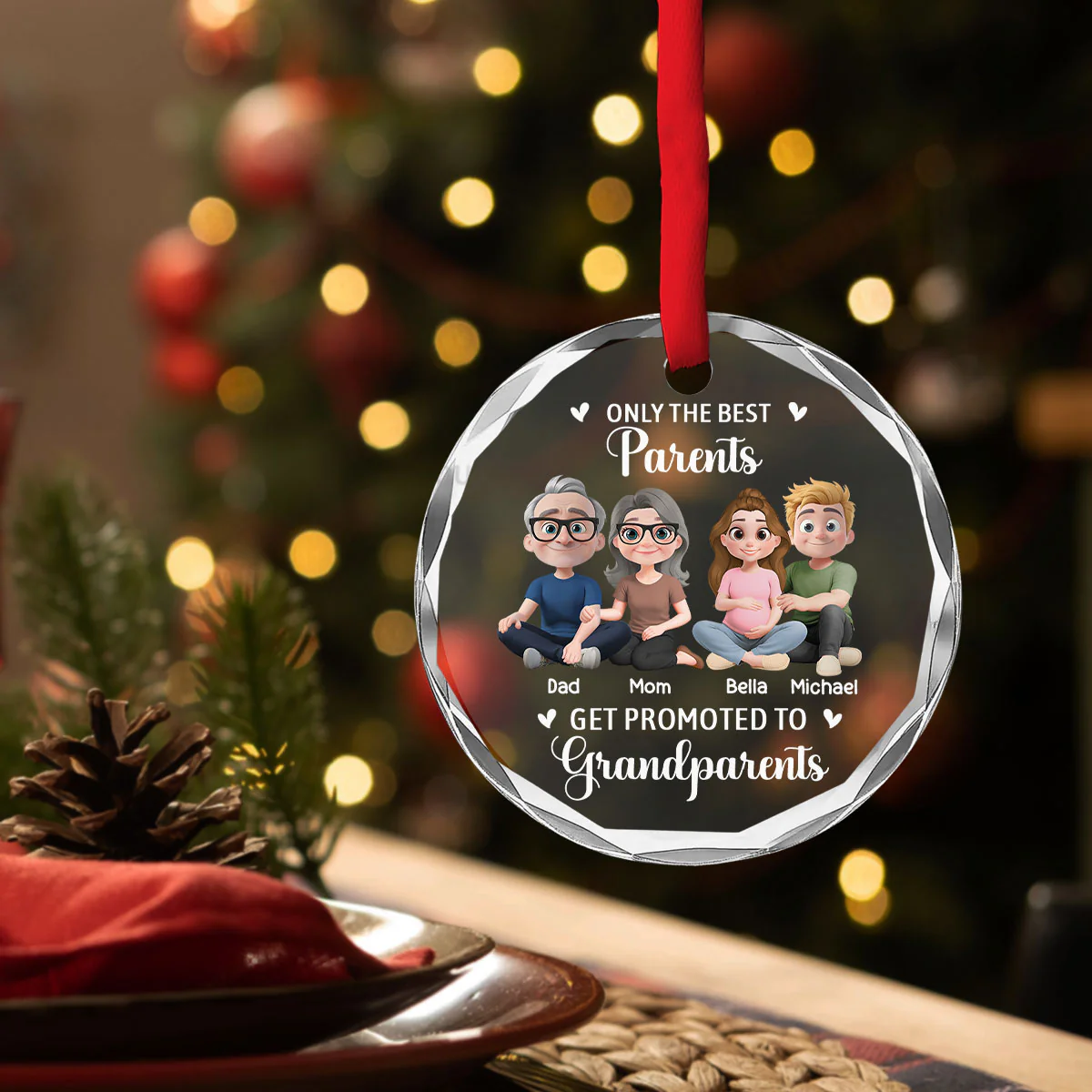 New Grandparents - Personalized Custom Glass Ornament - Image 4