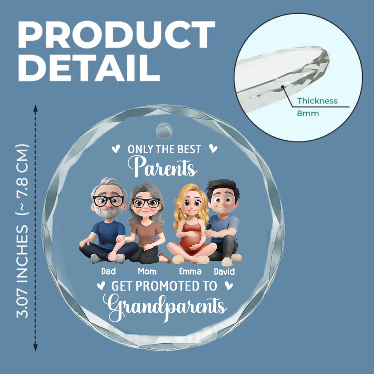 New Grandparents - Personalized Custom Glass Ornament - Image 5