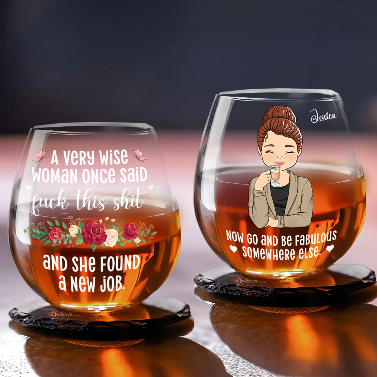 New Job New Fabulous You - Personalized Custom Wine Glass - Image 2