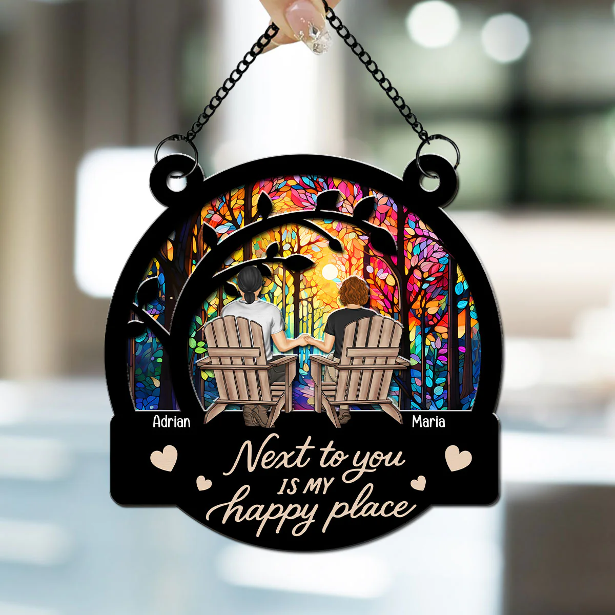 Next To You Feels Perfect - Personalized Custom Suncatcher - Image 3