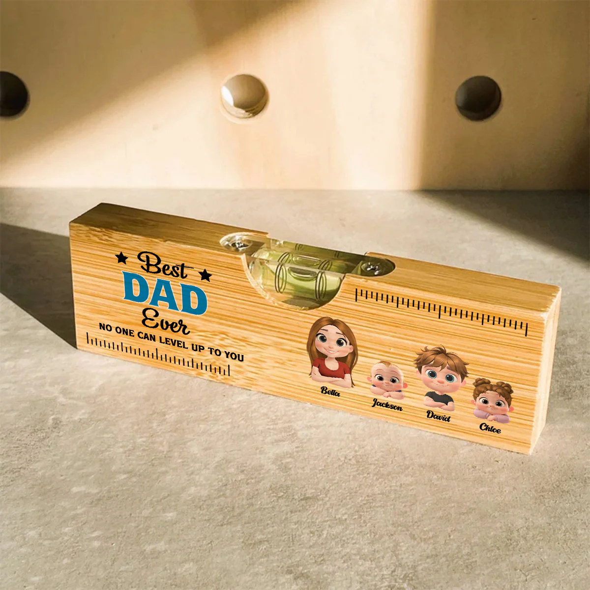 No One Measures Up To You - Personalized Custom Wooden Spirit Level Bottle Opener - Image 4